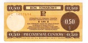 Bon towarowy 50 centów 1979 rok