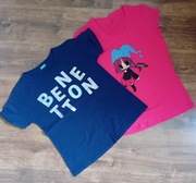 Benetton bluzki bawełniane 2 szt 10-12lat