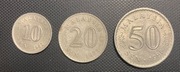 Malaysia 50 20 10 sen zestaw Malezja 1980 1982 1973 