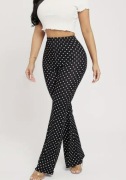 Spodnie damskie dzwony w kropki