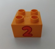 LEGO Duplo klocek cyfra 2 2x2 jasnopomarańczowy 