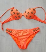 Calzedonia strój kąpielowy pomarańczowy kryształy roz L