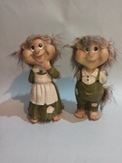 Figurki vintage duńskie trolle troll para trolli figurka gnom skrzat 