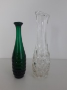2 Szklane wazony z okresu PRL 21 cm