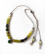 Bransoletka regulowana jedwab minerały zawieszka cyrkonia jadeit handmade