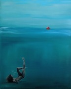 Obraz olejny morski morze niebieski surrealizm kobieta portret nowoczesny