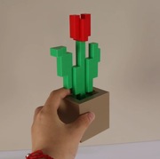 Minecraft Kwiatek W Doniczce Ozdoba Róża 3D MINECRAFT FILM