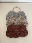 Piękna torebka handmade czekoladowa brąz szarą ecru