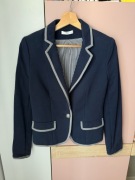 Granatowa marynarka, szare wstawki, 100% bawełna - Promod - 36