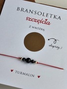 Bransoletka Szczęścia z Wróżbą, Turmalin Czarny, Hematyt, Regulowana