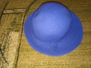 Kapelusz damski z rondem z wełny filcowej 56cm niebieski PRL vintage