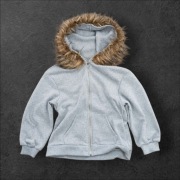 Szara bluzaz Futrzanym Kapturem