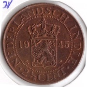 HOLENDERSKIE INDIE WSCHODNIE 2,5 centa 1945, KM# 316, XF
