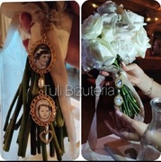 Medalion zawieszka do bukietu ślubnego ze zdjęciem tekstem marynarki ślub