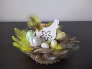 Wielkanoc dekoracja stroik plaster drewna kurka jajka