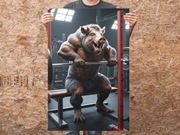 Obraz XXL A1 – Dzik na siłowni – Prezent do garażu / domowej siłowni