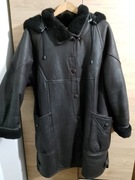 Kożuch naturalny ciemny brąz damski