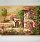 Krajobraz wiejski nowy obraz ręcznie malowany.