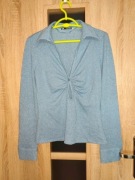 459. Niebieska brokatowa bluzka na długi rękaw Zara rozmiar S