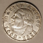 Niemcy 5 marek 1933 r. D - srebro - Luther 