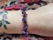 Fioletowa bransoletka ze szkiełkami handmade