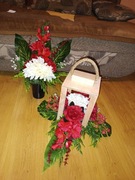 Kompozycja nagrobna Stroik na grób cmentarz w lampionie