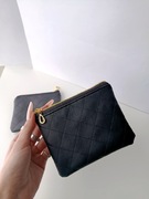 Saszetka portfel skórzany pikowany czarny