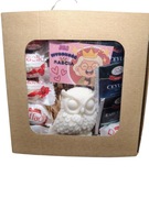 Zestaw Prezentowy Sowa – Świeca Sojowa + Herbata + Raffaello 