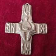 Zabytkowy I poł. XX w KRZYŻ Płaskorzeźba z brązu 