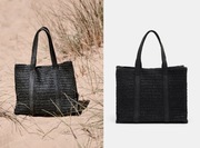 SINSAY słomkowa torebka NOWA koszyk rafii czarna shopper A4