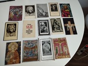 Zestaw 14 niemieckich karteczek kościelnych, ze świętymi, pogrzebowych 