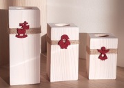 Świecznik drewniany na tealighty zestaw 3szt Świę 