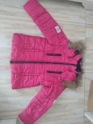 Kurtka dziewczęca z odpinanym kapturem, rozmiar 134cm 