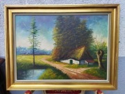 OBRAZ OLEJNY NA PŁÓTNIE PEJZAŻ 83x62cm