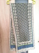 Beżowa apaszka chusta damska we wzorki, na szyję, do włosów beż granat