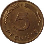 Niemcy (RFN) 5 fenigów z 1987-F roku - OBEJRZYJ MOJĄ OFERTĘ