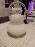 Flakonik dzbanuszek wazon biały szklany