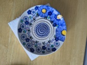 Ceramiczna tarka do czosnku biało niebieska 