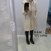 50% wełna H&M elegancki miękki płaszcz na podszewce r 40/ L stan bdb idealn