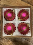 Bombki na choinkę 10 cm cztery złotko szklane różowe