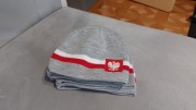 Czapka zimowa jasno szara kibica Polski patriotyczna