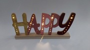 Napisy dekoracyjne Happy drewniane led Dekor sztuk x2