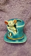 Ceramiczna stara  figurka mysz w kapeluszu  Napcoware
