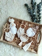 Zestaw ozdób świątecznych makrama