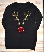 111*   Świąteczna  akrylowa  tunika   Renifer  cekiny  40/42