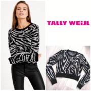 TALLY WEILJ krótki dopasowany sweter ZEBRA crop top j. NOWY xs