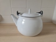 Czajnik imbryk emaliowany PRL biały 