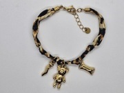 Bransoletka, panterka, złote zawieszki, stal chirurg., AVIOREA biżuteria