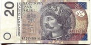 Banknot 20 zł  2016 rok unikat AT 2745916