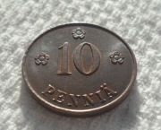 Finlandia Republika Suomi 10 penni penniä 1919 KM# 24 Ładny stan